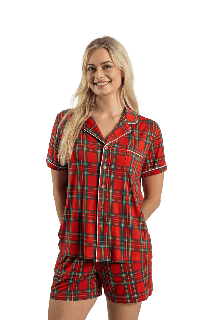 womens red tartan christmas pyjamas